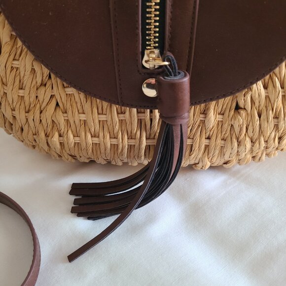 Straw/faux leather cross body bag/purse - Picture 6 of 7